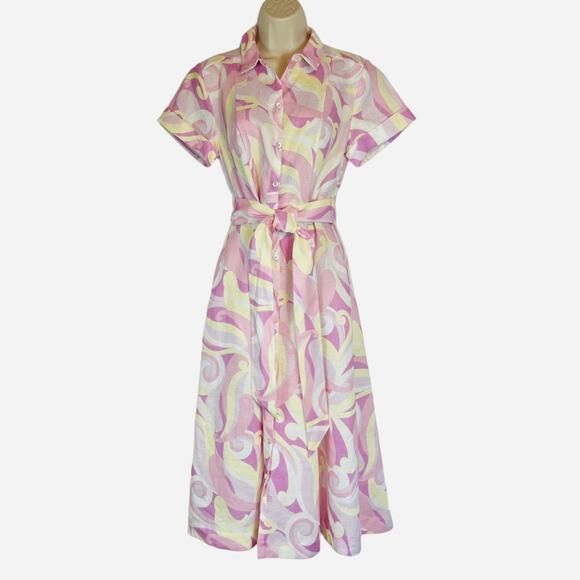 Hill House The Lily Dress Candy Kaleidoscope Linen Pink Yellow XXS NWT - Picture 5 of 8